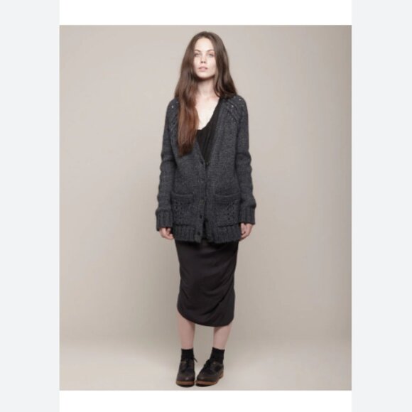 Rag & Bone Fenway Dark Blue Alpaca Wool Blend Crochet Cardigan S - Picture 8 of 10